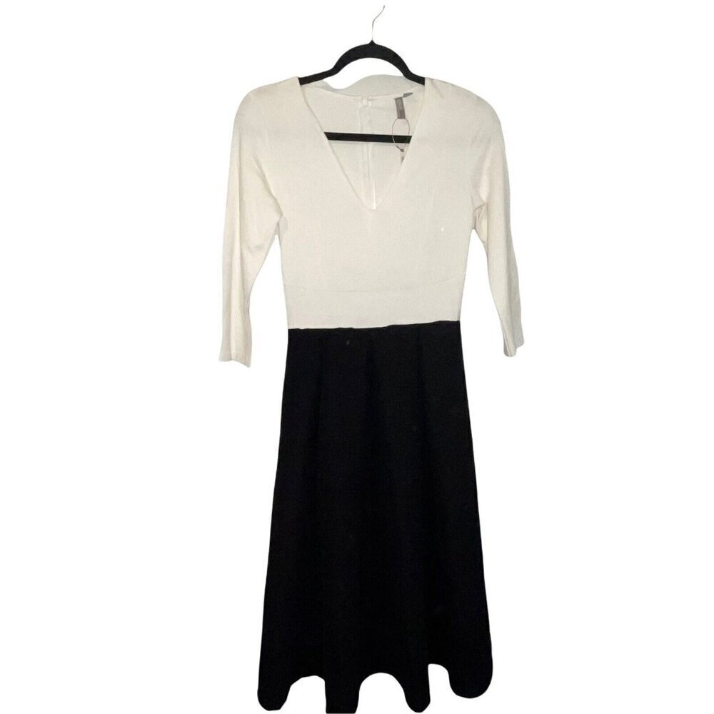NEW! ASOS Classic Black White V-Neck Fit Flare Dress Women's Size 4